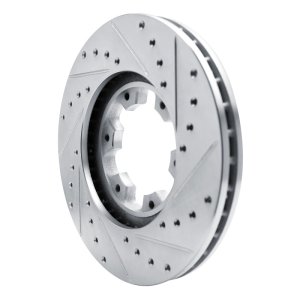 Infiniti QX4 Brake Rotor (1) - Front Left - R1 Concepts - Drilled & Slotted - Silver - `96-`04